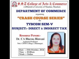 Crash Course Series  Direct and Indirect Taxes  TYBCOM (Sem V)