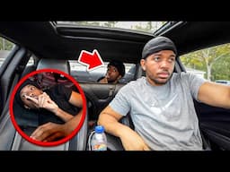 HIDING IN TYJAE BACK TRUNK THEN APPEARING IN THE PASSENGER SEAT..