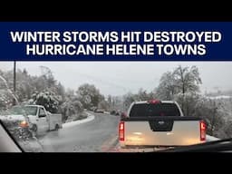 A winter storm approaches towns destroyed by Hurricane Helene