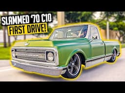 Bagged SBC C10 FIRST START UP & TEST DRIVE! - Slammed 1970 Chevy Truck Ep. 6