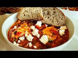 Shakshuka: Middle eastern poached egg in tomato stew. Absolutely delicious & healthy for breakfast!