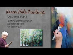 Painting trees, woods, forest, acrylic painting in progress  Demo # 346