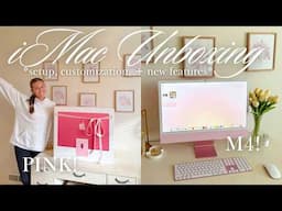 PINK iMAC M4 UNBOXING! *aesthetic desk setup with new 2024 iMac*