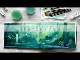 How to Start a New Sketchbook | Magical Gouache Landscape Tutorial