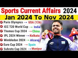 Sports Current Affairs 2024 | January To November Current Affairs 2024 | Sports Current Affairs 2024