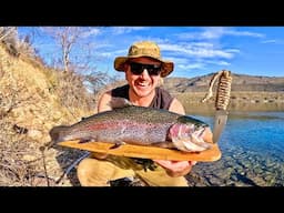 THICK Rainbow Trout Catch & Cook!!! FIRE ROASTED...