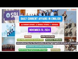 20 November, 2024 | Current Affairs in English by GKTODAY 🎯