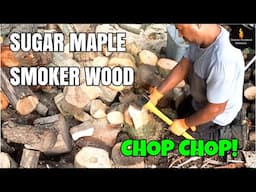 CUTTING AND SPLITTING MAPLE SMOKER WOOD #FIREWOOD