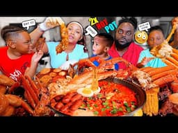 HUGE 2x SPICY KING CRAB LAMB CHOP & STEAK SEAFOOD HOT POT MUKBANG! | QUEEN BEAST FAMILY MUKBANG