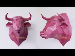 Instructions Making Bull Head For Wall Hanging From Paper,  DIY Bull Head Papercraft Head Trophy