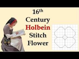 16th Century Holbein Stitch Blackwork Embroidered Flower