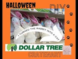 No Sew ~ I Upcycled Easter bunny rabbit from the Dollar Tree into a Cat for Halloween! How to ~ DIY