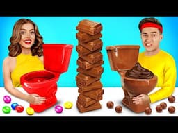 Real Food vs Chocolate Food Challenge | What is Better? Cake or Fake Sweets by RATATA CHALLENGE