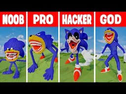 Minecraft SHIN SONIC STATUE BUILD CHALLENGE - NOOB vs PRO vs HACKER vs GOD