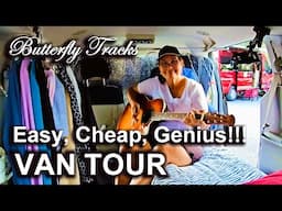 Butterfly Tracks VAN TOUR. Easy, Cheap, Genius, Dodge Grand Caravan Camper!