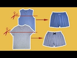 DIY 티셔츠로 초간단 반바지 만들기/How to make super easy shorts with a t-shirt/티셔츠 리폼/T-shirts Upcycling