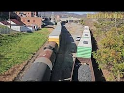 Overhead view of train 127 westbound departure from Bristol VA