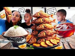 4X FRIED SNAPPER FISH + FRIED PLANTAINS + WHITE RICE & BEAN SAUCE COOK SEAFOOD MUKBANG | QUEEN BEAST