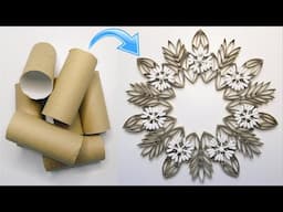 Wow! It's so Cute! Wreath with Snowflakes ❄️Christmas Decor from Toilet Paper Rolls 🎄 DIY Craft Idea