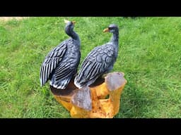 Amazing CHAINSAW wood carving, wooden Wild Geese