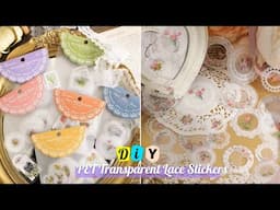 DIY PET Transparent Lace Stickers at home _ How to Make Journal Lace Sticker at Home