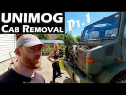 Ep. 6 Where do we start?!? Removing UNIMOG Cab.  Expedition Camper Build