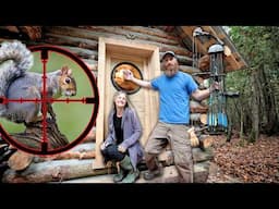 Squirrel Hunting with a Girl - Off Grid Log Cabin Overnight (SUPERCUT!!!)