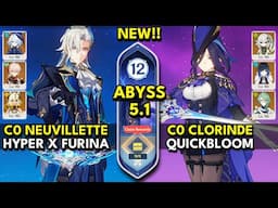 NEW Spiral Abyss 5.1 Floor 12 (9 Stars) C0 NEUVILLETTE & C0 CLORINDE - Genshin Impact 5.1