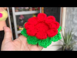 🎄Flor Navideña🎄 Teje esta hermosa flor como centro de mesa 🌺 #tutorial #handmade #crochet