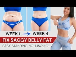 Lose saggy lower belly fat in 4 weeks, easy standing workout, low impact no jumping