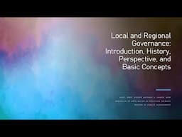 Local and Regional Governance: Pre Colonization-American Period