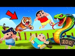 Shinchan And His Friends Trying To Survive From Scary Animals In Zoo 😱🔥 | Roblox Funny Game 😂