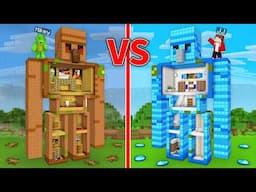 JJ's RICH Golem Statue vs Mikey's POOR Golem Statue Survive Battle in Minecraft - Maizen