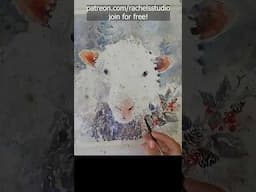 Teaser - 3 Minute Start to Finish Festive Sheep Watercolor Demo for a Holiday  Christmas Card