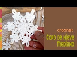 Copo de nieve MEDIANO tejido a crochet en 3 HILERAS para colgante con rama ❄️ Tejiendo Perú