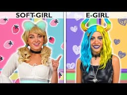 E-GIRL vs SOFT-GIRL. Cinderella, Maleficent, Ariel and Jasmine Transformation. Totally TV.