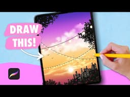 Draw With Me - Aesthetic Sunset | Procreate Digital Art Drawing Tutorial for Beginners