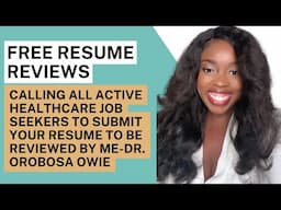 Free Resumes Reviews For Healthcare Professionals| #FHSResumeProgram