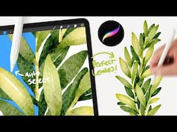 How to paint overlapping leaves in procreate 🍃SO EASY! procreate watercolor tutorial for beginners