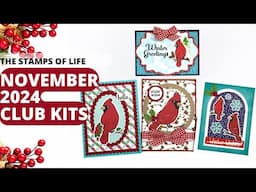 Winter Cards with The Stamps of Life November 2024 Club Kits | Winter Birds