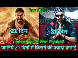 Singham Again Vs Bhool Bhulaiya 3 Box Office Collection Day 21 Comparison, Ajay Devgan, Kartik Aryan