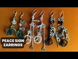 How to make PEACE SIGN EARRINGS - Crystal beading earrings