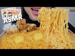 CREAM Carbonara Bulduk Noodles with Egg yolk and Korean Fried Chicken *ASMR NO TALKING | N.E