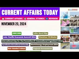 20 November, 2024 |Current Affairs Today |Top MCQs with Static GK & Detailed Revision by GKTODAY 🎯