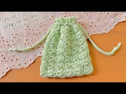 Easy Crochet Drawstring Bag | Minty Cardamom Drawstring Bag | Advanced Beginner Crochet Project