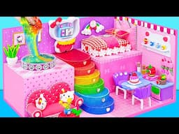 Build Pink Beautiful Hello Kitty House with Princess Bedroom, Slime Pool ❤️ DIY Miniature House