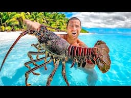 Catching Giant Lobsters For Food On Tropical Island