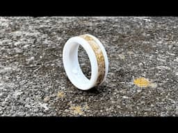 Crafting a Ring with Gold and Diamonds Inlaid in White Ceramic