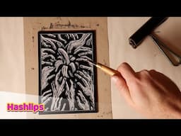 Lino cut process: "The Fading Temptation" by DEB