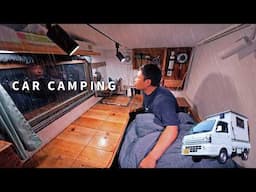 [Car camping in heavy rain] Why I like camping in the rain. DIY light truck camper